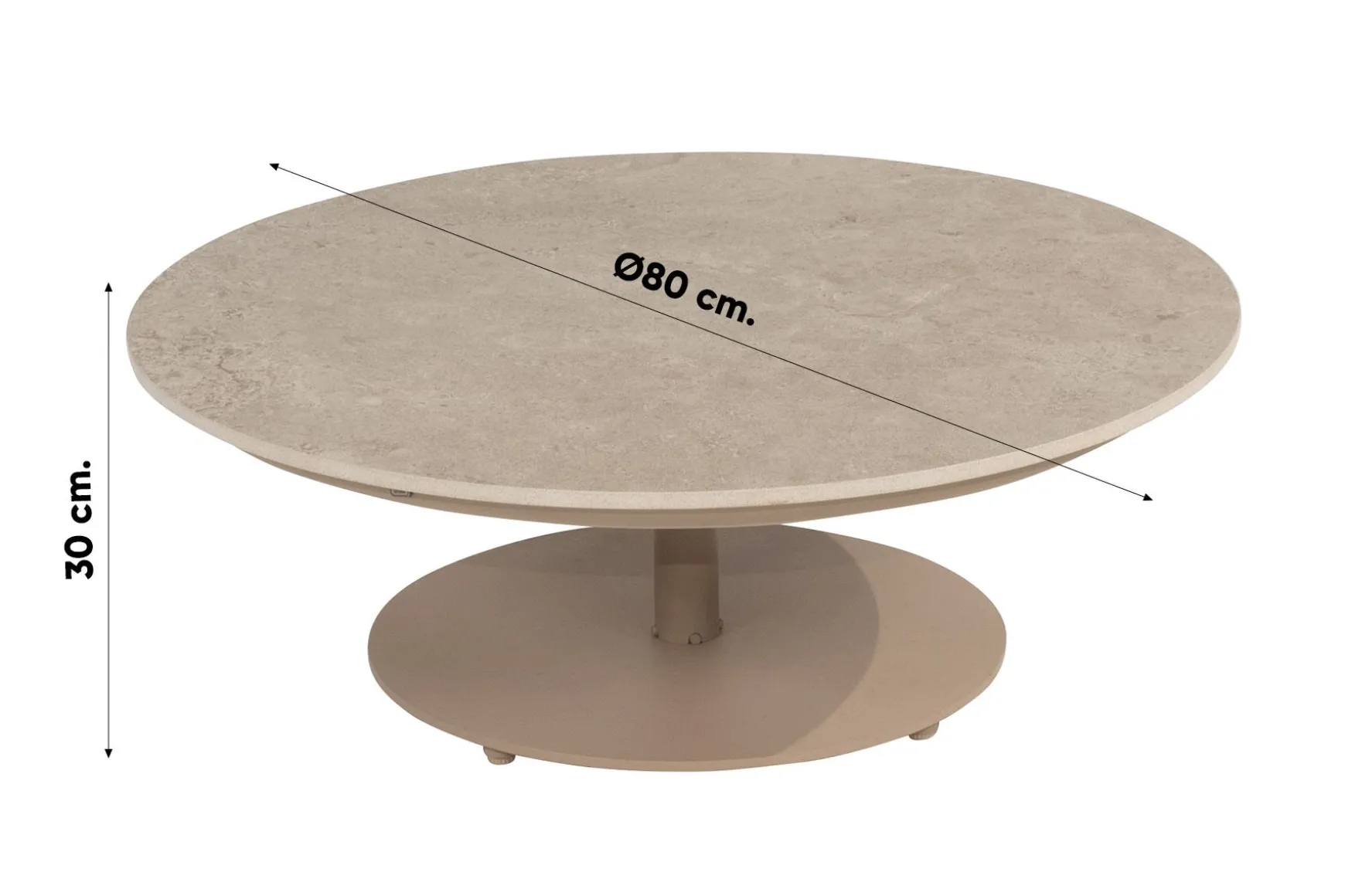 4SO Boaz koffietafel Ø80 cm. - Latte