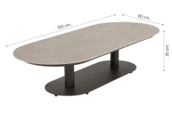 4SO Boaz ovale loungetafel 150x60 cm. - Terre