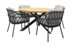 4SO Calpi/Prado 130 cm. ronde tuinset - 5-delig