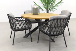 4SO Calpi/Prado 130 cm. ronde tuinset - 5-delig