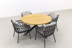 4SO Calpi/Prado 130 cm. ronde tuinset - 5-delig