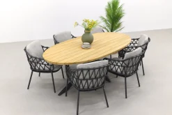 4SO Calpi/Prado Ellips 240x115 cm. - Ovale tuinset - 7-delig