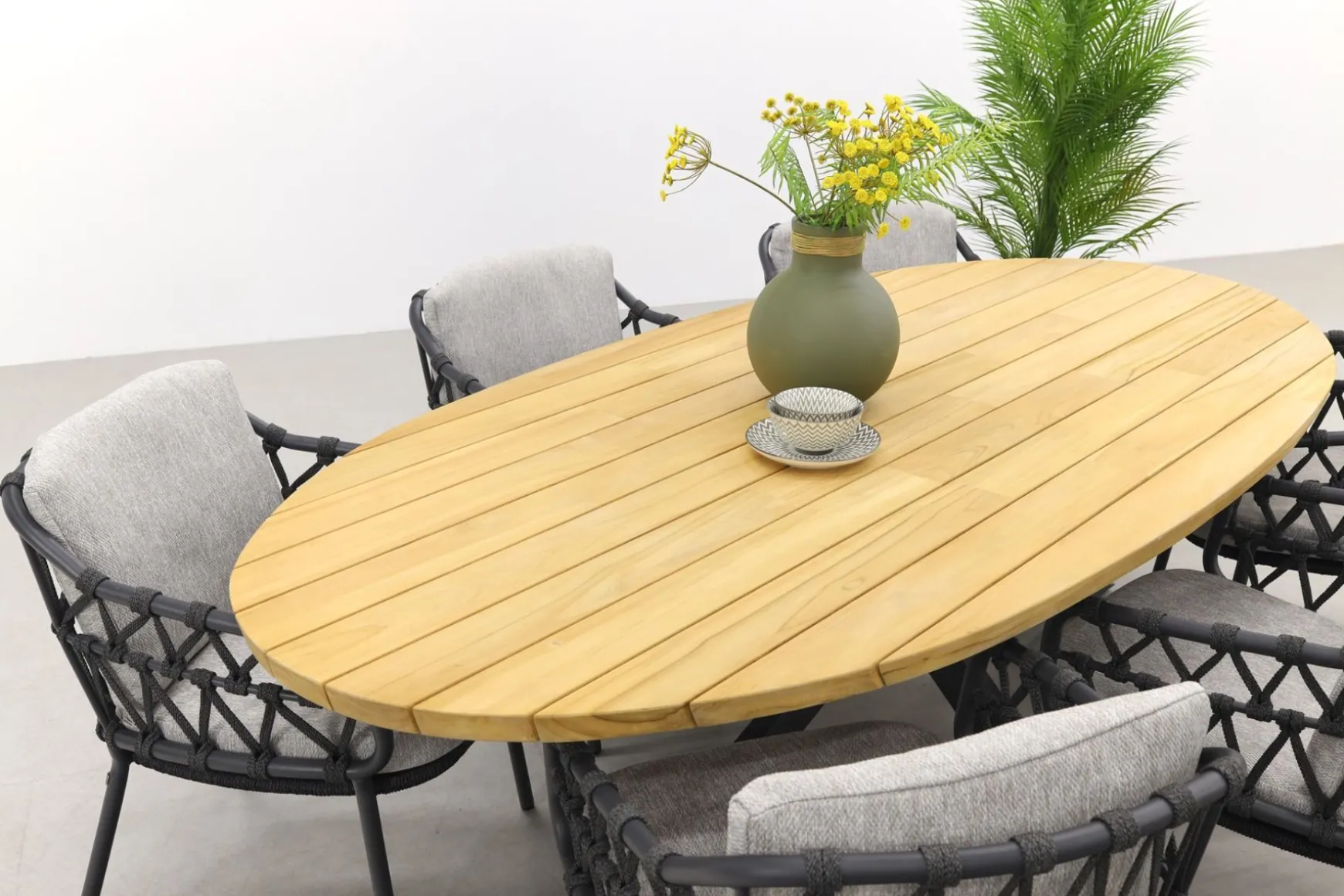 4SO Calpi/Prado Ellips 240x115 cm. - Ovale tuinset - 7-delig