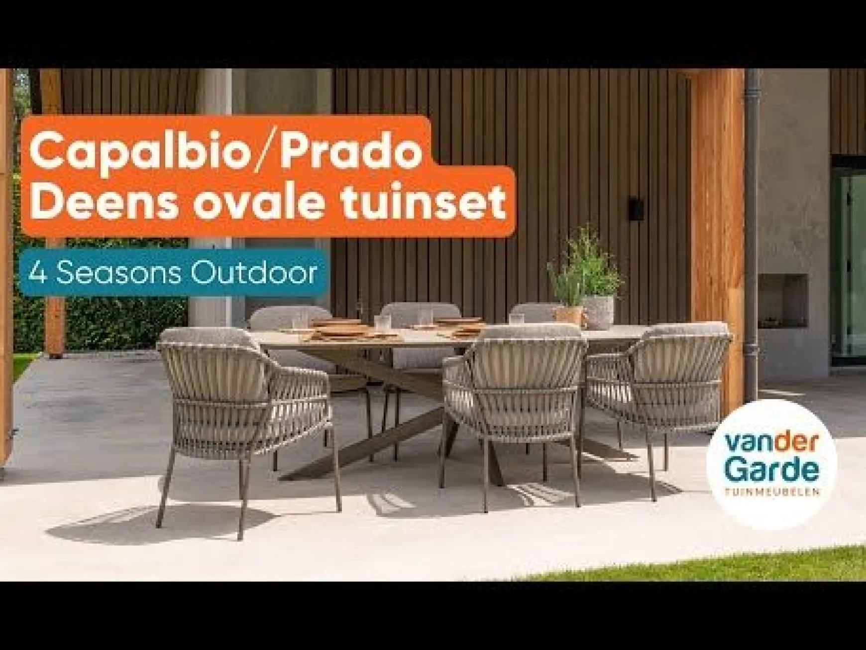 4SO Capalbio/Prado Deens ovale 6-persoons tuinset 240x105 cm. - Terre