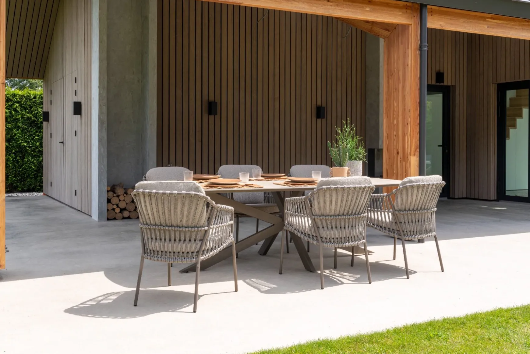 4SO Capalbio/Prado Deens ovale 6-persoons tuinset 240x105 cm. - Terre