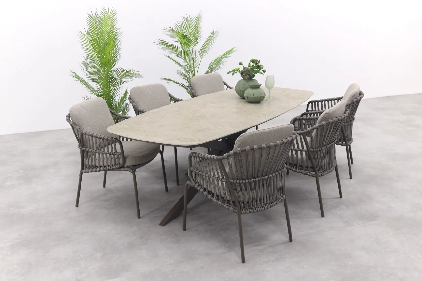 4SO Capalbio/Prado Deens ovale 6-persoons tuinset 240x105 cm. - Terre