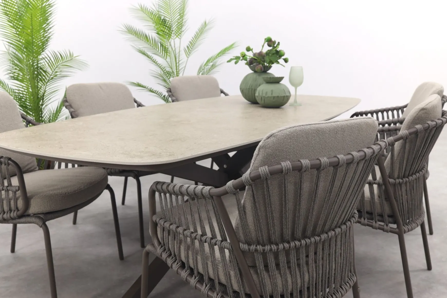 4SO Capalbio/Prado Deens ovale 6-persoons tuinset 240x105 cm. - Terre