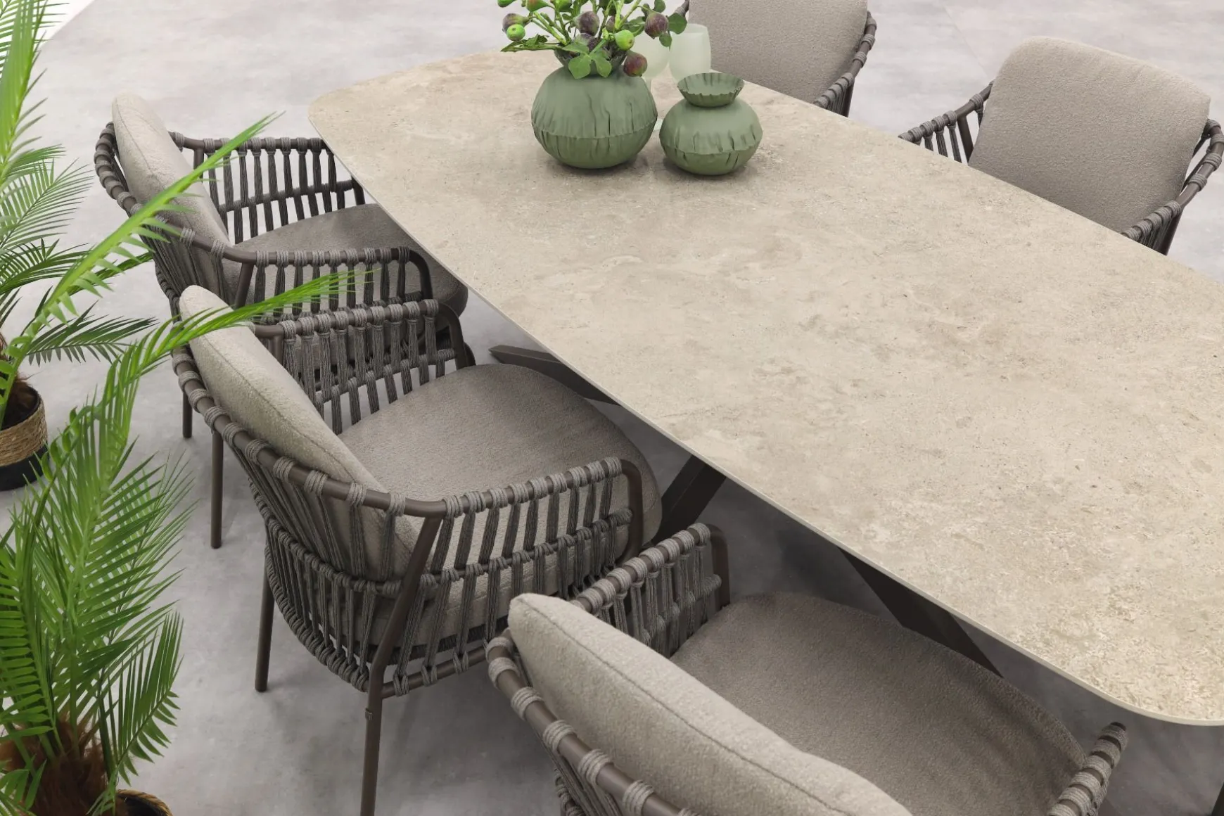 4SO Capalbio/Prado Deens ovale 6-persoons tuinset 240x105 cm. - Terre