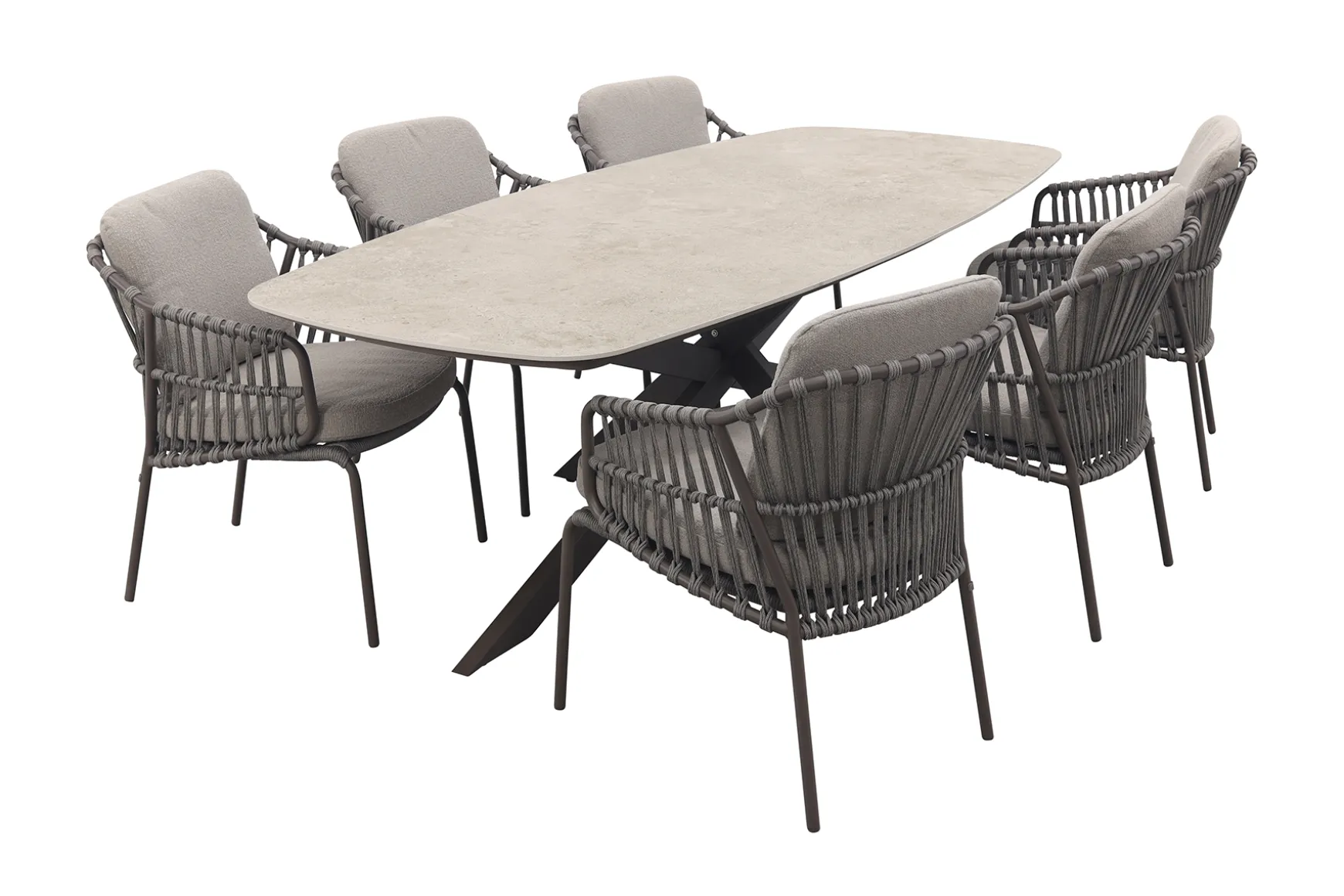 4SO Capalbio/Prado Deens ovale 6-persoons tuinset 240x105 cm. - Terre