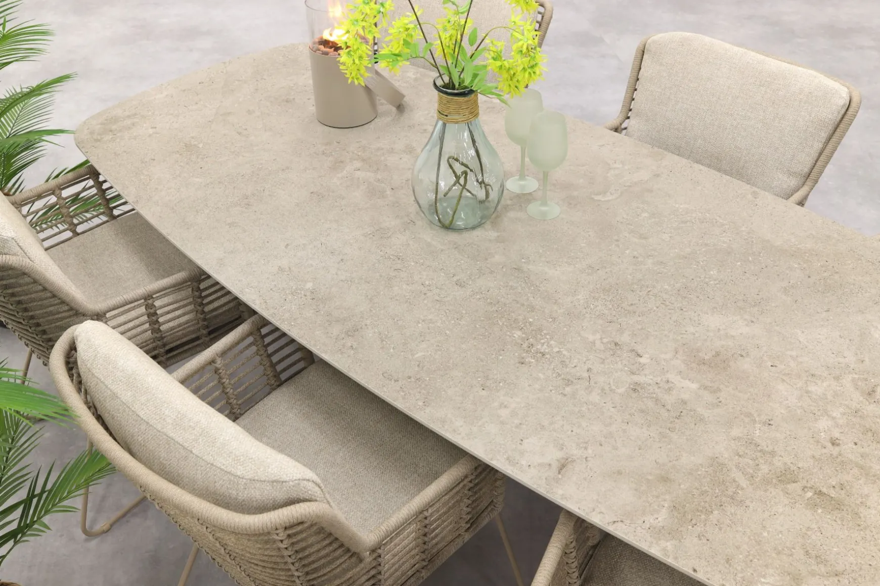 4SO Fabrice/Prado Deens ovale 6-persoons tuinset 240x105 cm. - Latte