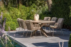 4SO Fabrice/Prado Deens ovale 6-persoons tuinset 240x105 cm. - Latte
