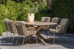 4SO Fabrice/Prado Deens ovale 6-persoons tuinset 240x105 cm. - Latte