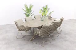 4SO Fabrice/Prado Deens ovale 6-persoons tuinset 240x105 cm. - Latte