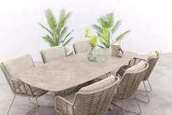 4SO Fabrice/Prado Deens ovale 6-persoons tuinset 240x105 cm. - Latte