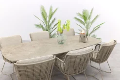 4SO Fabrice/Prado Deens ovale 6-persoons tuinset 240x105 cm. - Latte