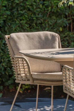 4SO Fabrice/Prado Deens ovale 6-persoons tuinset 240x105 cm. - Latte