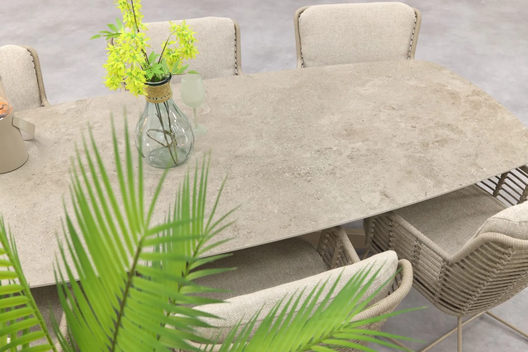 4SO Fabrice/Prado Deens ovale 6-persoons tuinset 240x105 cm. - Latte