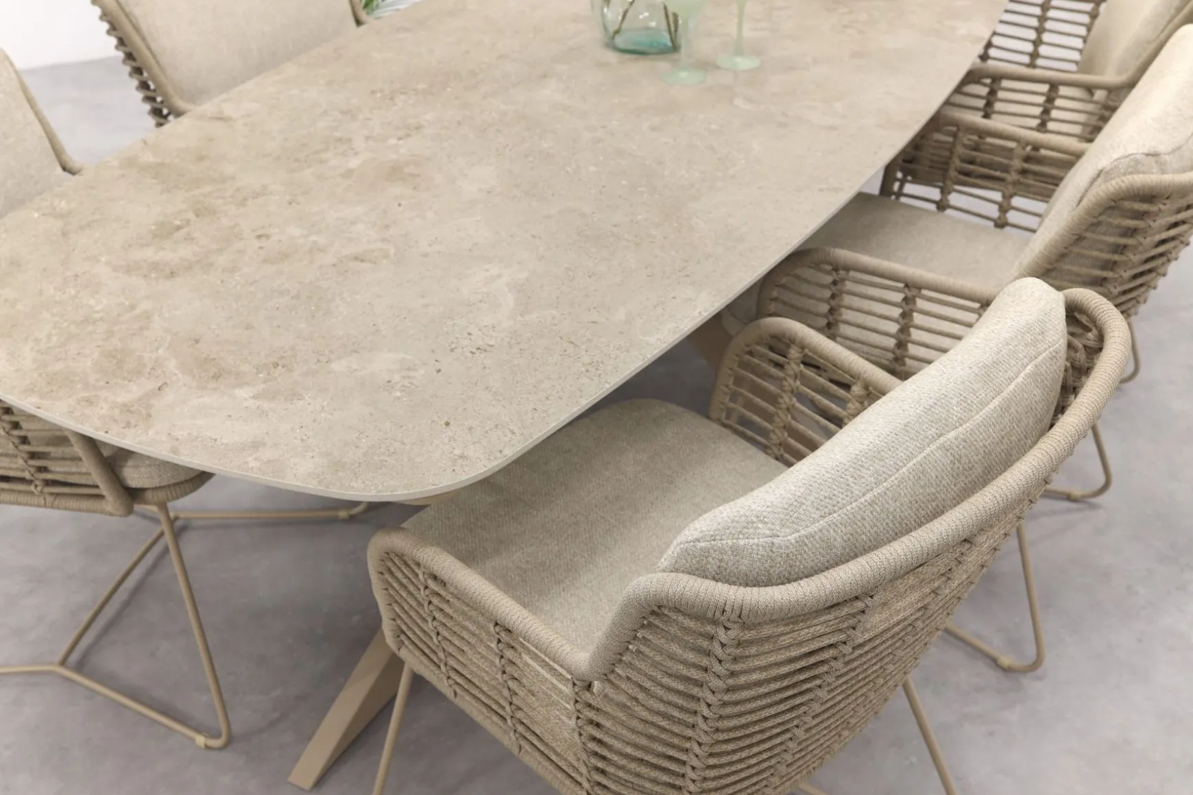 4SO Fabrice/Prado Deens ovale 6-persoons tuinset 240x105 cm. - Latte