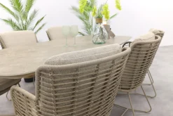 4SO Fabrice/Prado Deens ovale 6-persoons tuinset 240x105 cm. - Latte