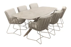 4SO Fabrice/Prado Deens ovale 6-persoons tuinset 240x105 cm. - Latte