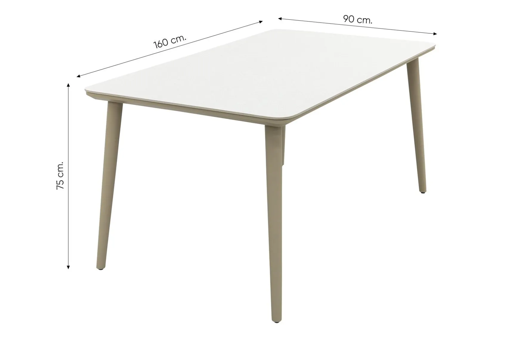 Sofia dining tuintafel keramiek 160x90 cm. - Latte