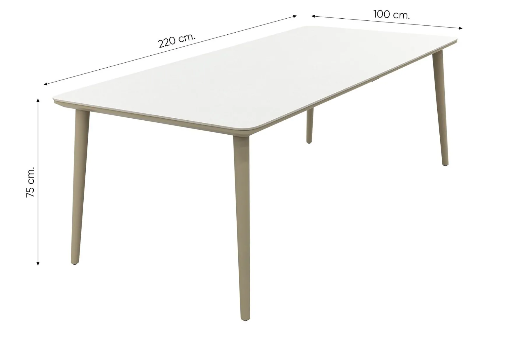 Sofia dining tuintafel keramiek 220x100 cm. - Latte