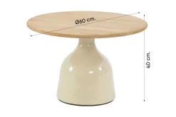 4SO June koffietafel Ø60 cm. - Teak/Cream
