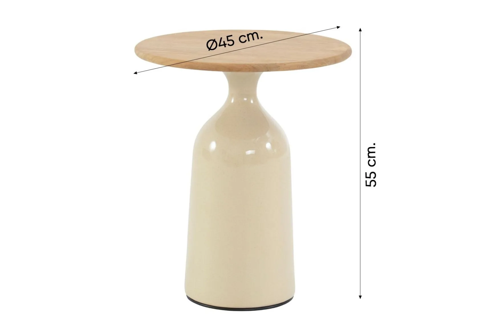 4SO June koffietafel Ø45 cm. - Teak/Cream