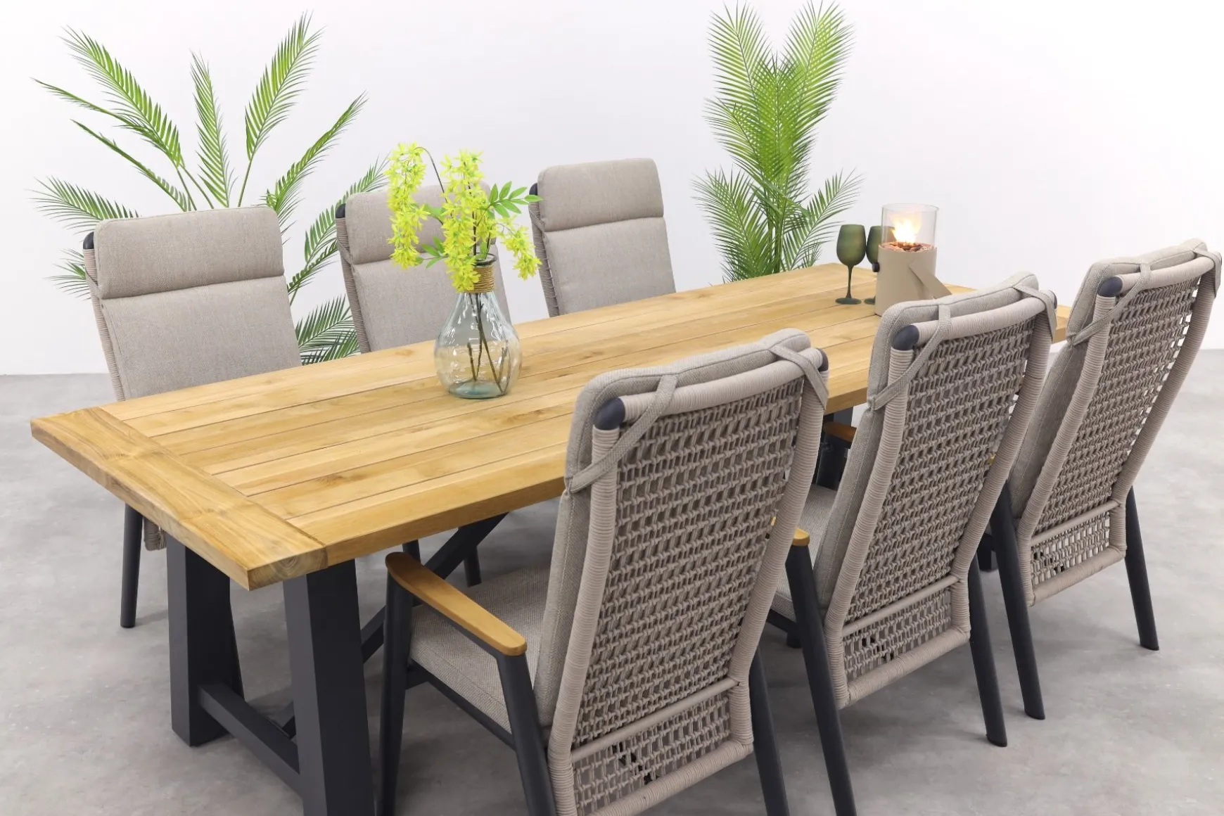 Solaro/Keltex verstelbare tuinset 265x101 cm. (7-delig) - Teak/Zand