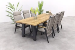 Solaro/Keltex verstelbare tuinset 265x101 cm. (7-delig) - Teak/Zand