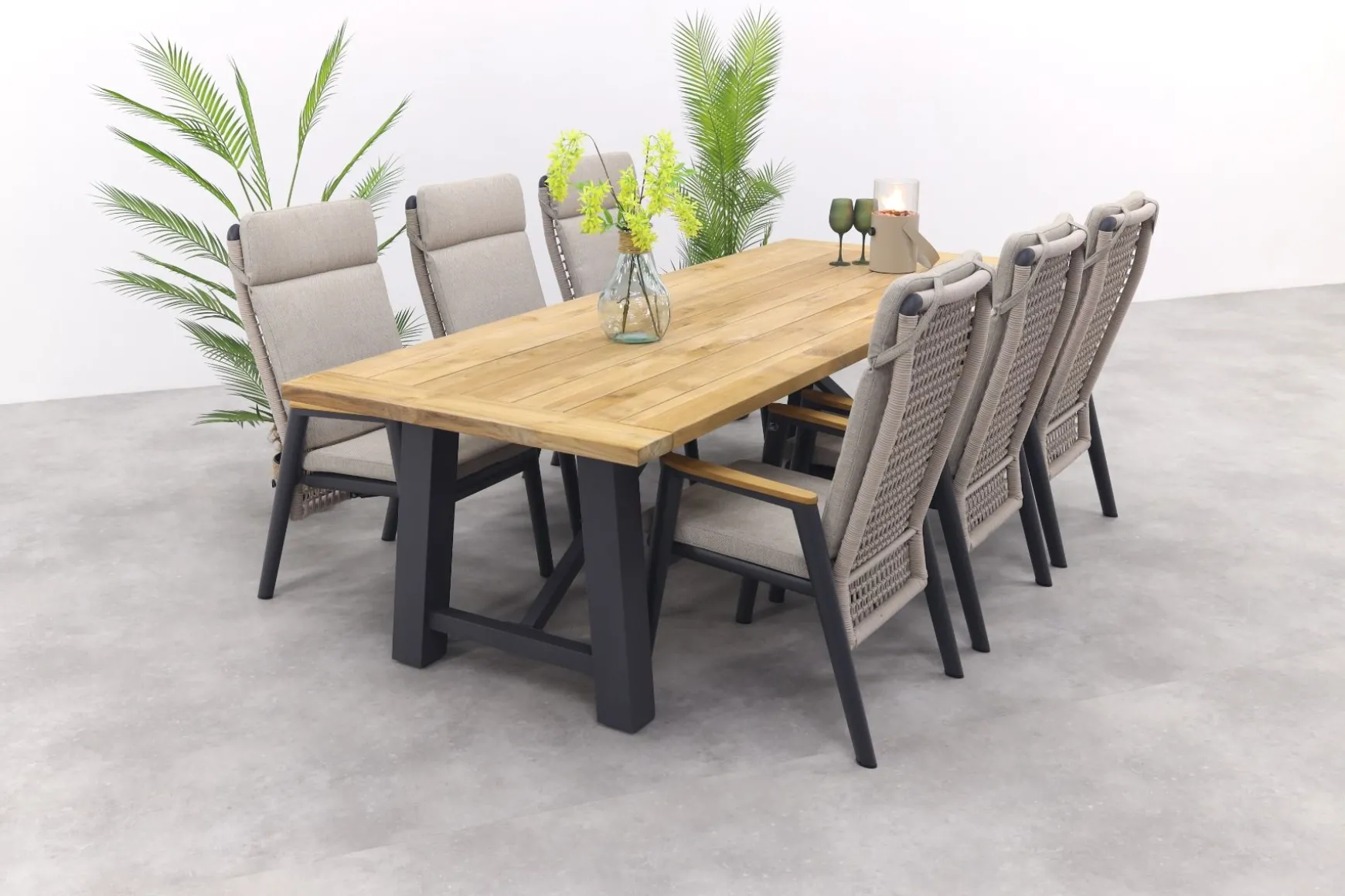 Solaro/Keltex verstelbare tuinset 265x101 cm. (7-delig) - Teak/Zand