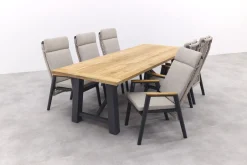 Solaro/Keltex verstelbare tuinset 265x101 cm. (7-delig) - Teak/Zand