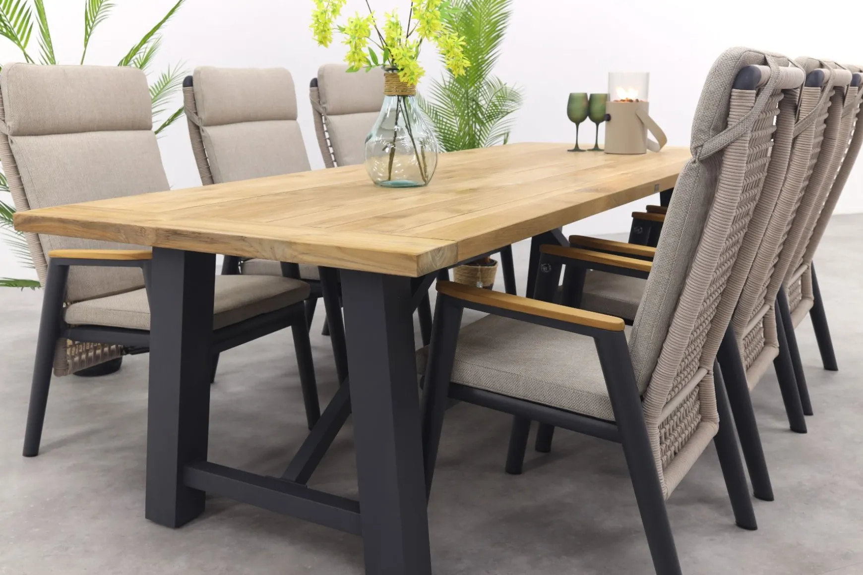 Solaro/Keltex verstelbare tuinset 265x101 cm. (7-delig) - Teak/Zand
