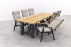 Solaro/Keltex verstelbare tuinset 265x101 cm. (7-delig) - Teak/Zand