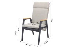 Solaro/Keltex verstelbare tuinset 265x101 cm. (7-delig) - Teak/Zand
