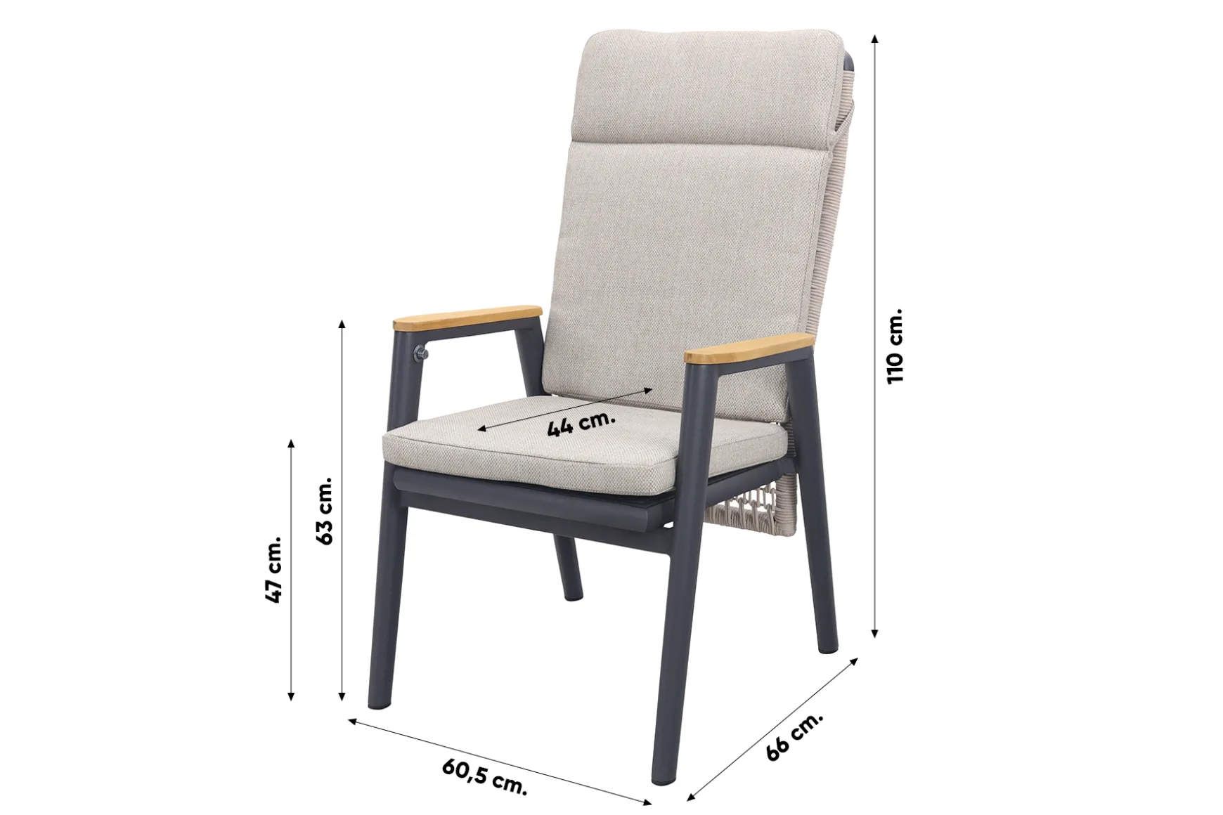 Solaro/Keltex verstelbare tuinset 265x101 cm. (7-delig) - Teak/Zand