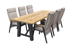 Solaro/Keltex verstelbare tuinset 265x101 cm. (7-delig) - Teak/Zand