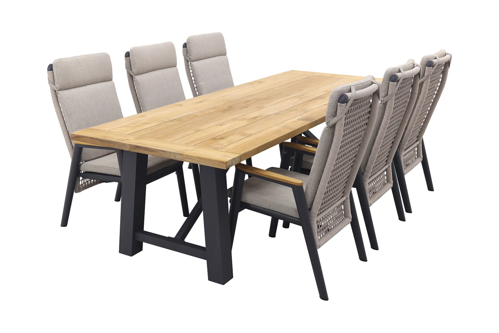 Solaro/Keltex verstelbare tuinset 265x101 cm. (7-delig) - Teak/Zand