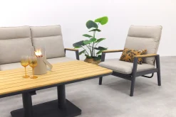 Solaro/Medina up&down verstelbare (5-persoons) stoel-bank loungeset - Zand / Teak