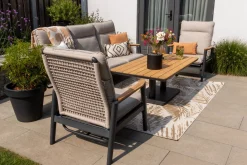 Solaro/Medina up&down verstelbare (5-persoons) stoel-bank loungeset - Zand / Teak