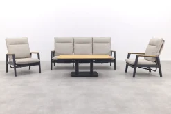 Solaro/Medina up&down verstelbare (5-persoons) stoel-bank loungeset - Zand / Teak
