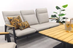 Solaro/Medina up&down verstelbare (5-persoons) stoel-bank loungeset - Zand / Teak