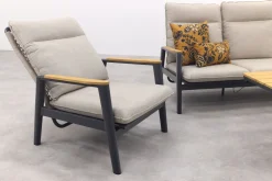 Solaro/Medina up&down verstelbare (5-persoons) stoel-bank loungeset - Zand / Teak