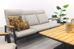 Solaro/Medina up&down verstelbare (5-persoons) stoel-bank loungeset - Zand / Teak