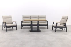 Solaro/Medina up&down verstelbare (5-persoons) stoel-bank loungeset - Zand / Teak