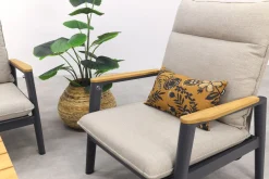 Solaro/Medina up&down verstelbare (5-persoons) stoel-bank loungeset - Zand / Teak