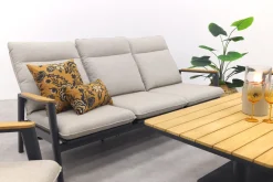 Solaro/Medina up&down verstelbare (5-persoons) stoel-bank loungeset - Zand / Teak