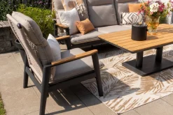 Solaro/Medina up&down verstelbare (5-persoons) stoel-bank loungeset - Zand / Teak