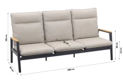 Solaro/Medina up&down verstelbare (5-persoons) stoel-bank loungeset - Zand / Teak