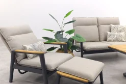 Solaro/Medina verstelbare (4-persoons) stoel-bank loungeset - Zand / Teak